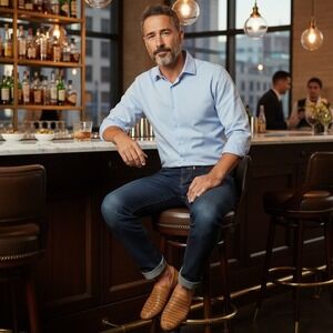 Four Reasons Mojadi House Tan Woven Leather Loafers Mens Sz 8 Slip On Shoes NWT